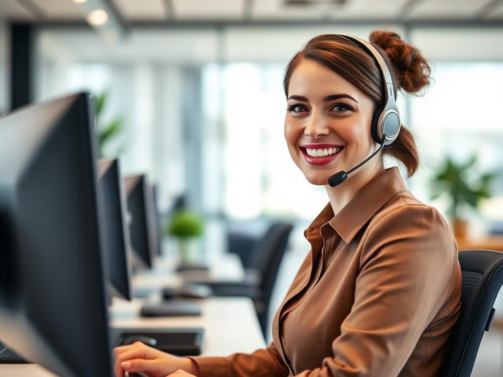 Friendly Quick & Steady customer service team member on a headset